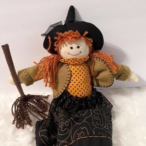 Glinda Witch Red Hair Pumpkin Plush Decor, Halloween Jack O Lantern Russ Berrie